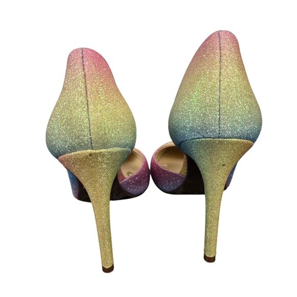 Jessica Simpson Pazula Sz 6 M Crystal Pastel Rainbow Ombre D’orsay Heels - Picture 9 of 15